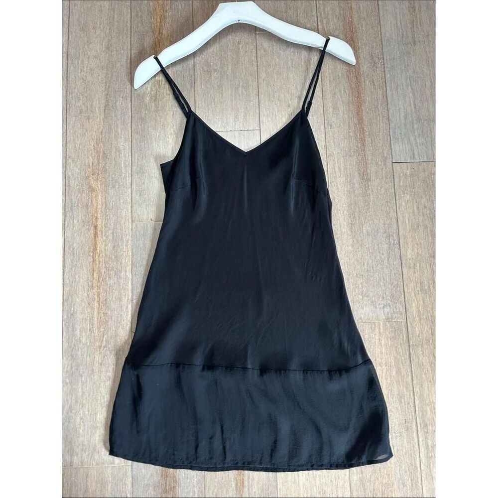 VTG Gold Hawk silk mini slip with chiffon hem adjustable strap size S
